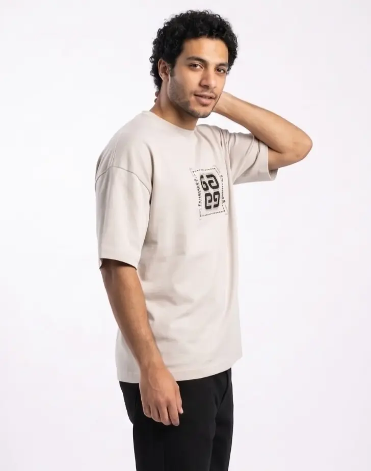 Cream Oversized Stress T-Shirt