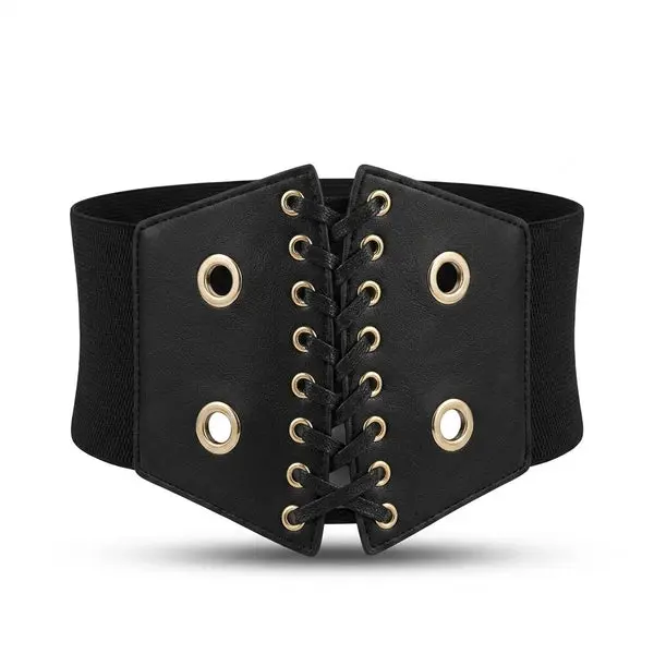 Women's Lace-up Elastic Wide Waist Belt T-45