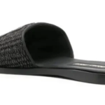 MIU MIU Raffia-effect woven fabric slides black