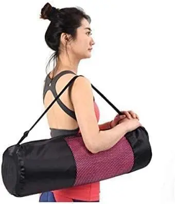 M D Stay Fit MD Nylon Mesh Bag Breathable Adjustable Yoga Gym Carry Strap Portable Black