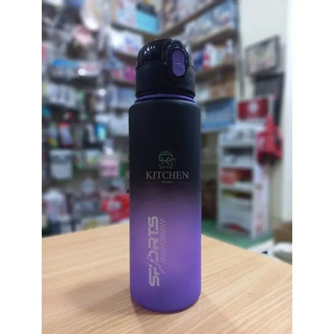 Acrylic Sports Water Bottle - 600ml - Black and Purple Gradient