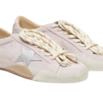 Golden Goos True-Star in pastel pink suede with silver star and heel tab(Women's)