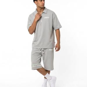 Light Gray Collar Shorts Suit