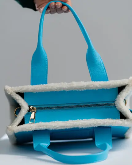 BLUE LEATHER TOTE BAG