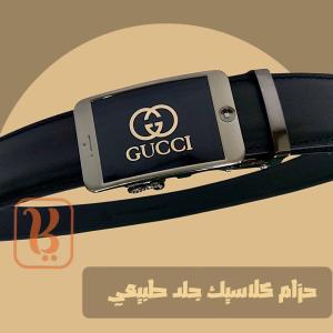 حزام كلاسيك جوتشي اسود جلد طبيعي ماكينة جرار كود 11869