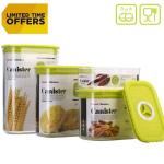 4-in-1 Healthy Plastic Food Storage Container Set with Perfect Capacities: Lid with Monthly Indicator and Silicone Gasket for Organized Storage