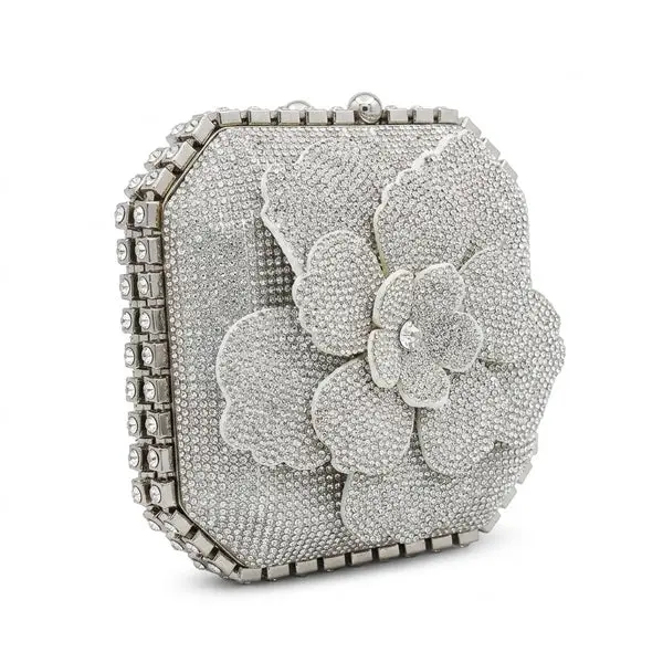 Camellia Floral Crystal-Embellished Evening Bag VS-63