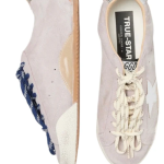 Golden Goos True-Star in pastel pink suede with silver star and heel tab(Women's)