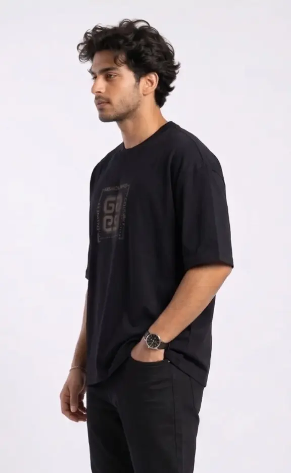 Black Oversized Stress T-Shirt