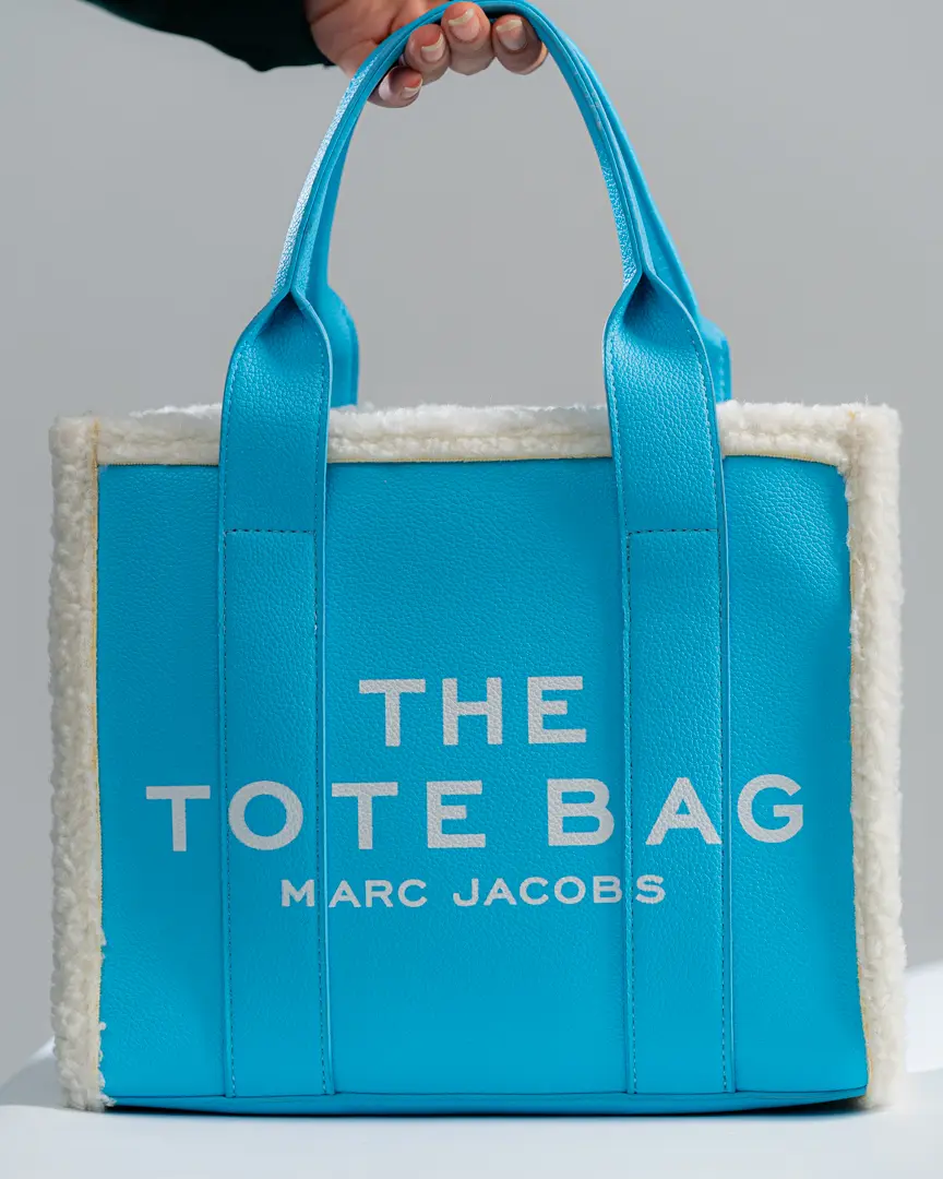 BLUE LEATHER TOTE BAG