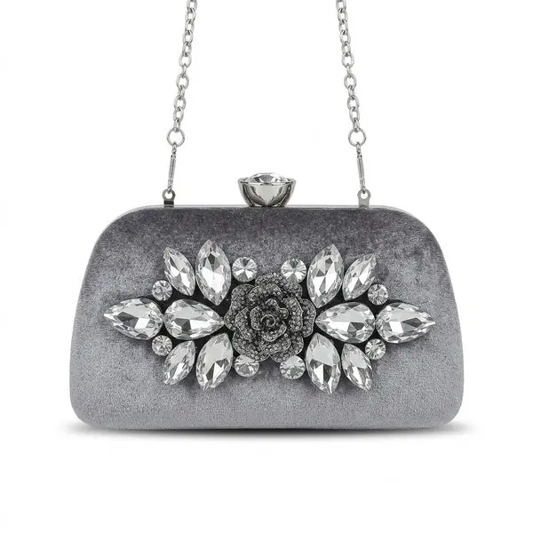 Classic Crystal-Embellished Evening Clutch VS-64
