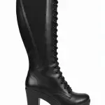 Long Neck Lace-Up Leather Boot B-66