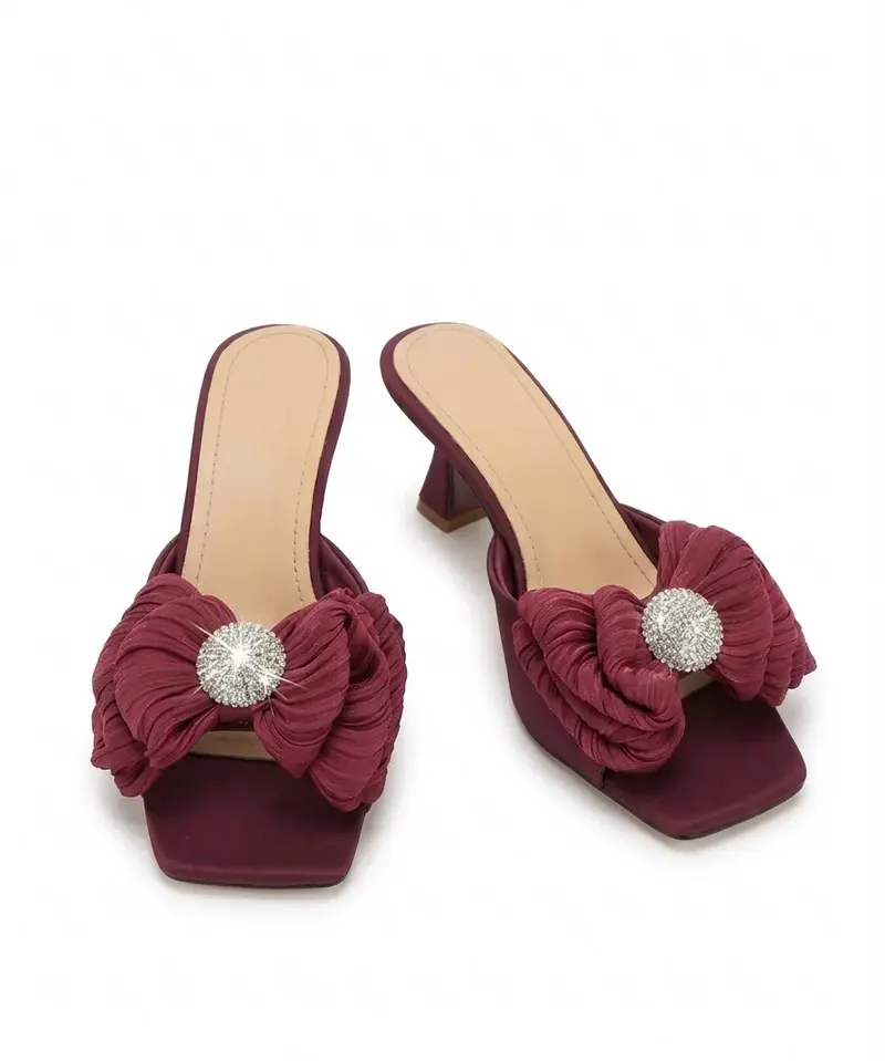 Elegant Bow Heeled Slippers S-7
