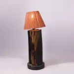 Handmade Wood Base with Colorful Yarn Design – Rustic Boho Lighting