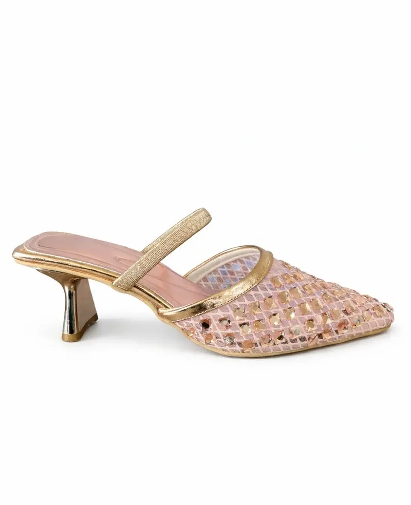 Elegant Embellished Mesh Heels C-83