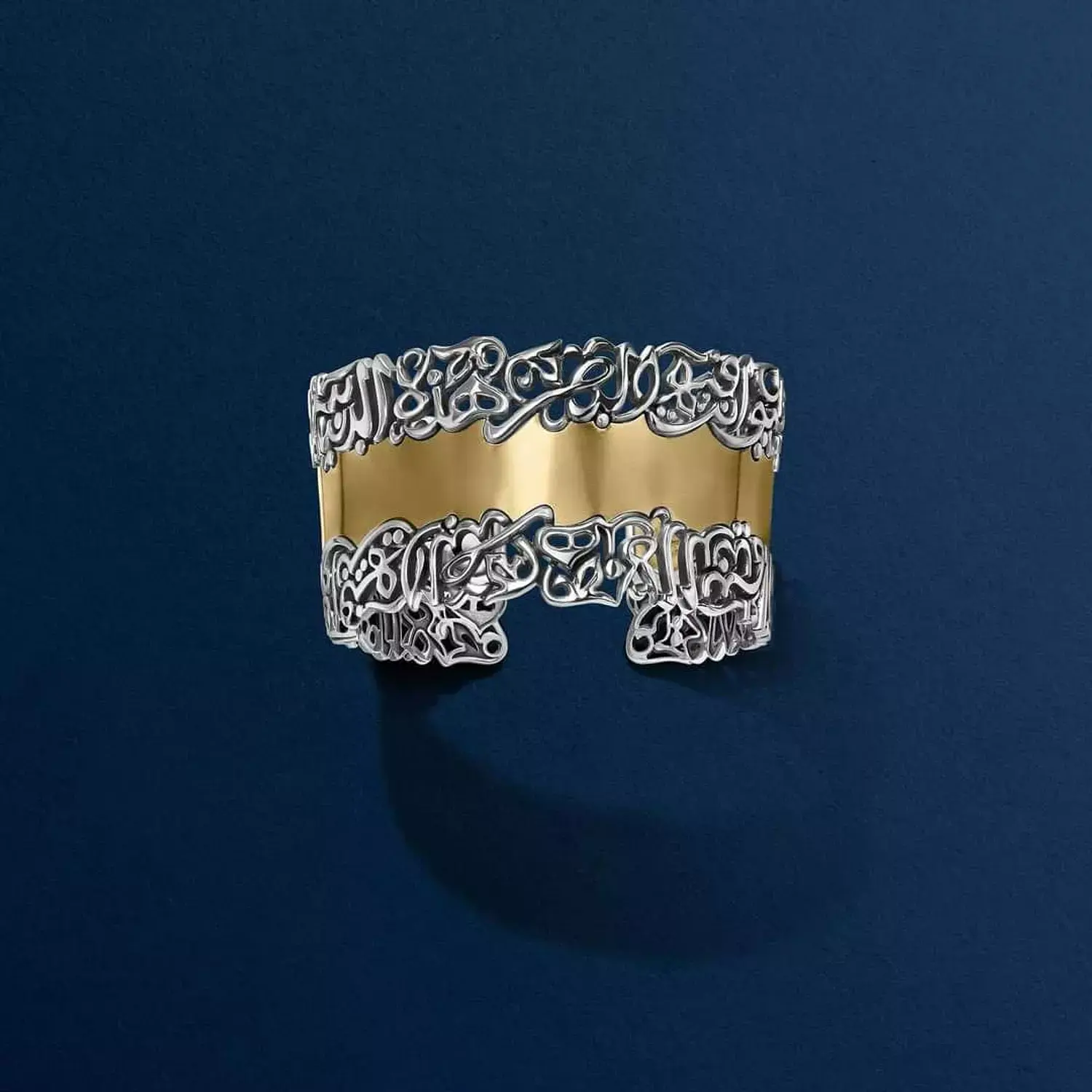 اسورة فضة كلمات عربية منقوشة مطلية ذهب 18