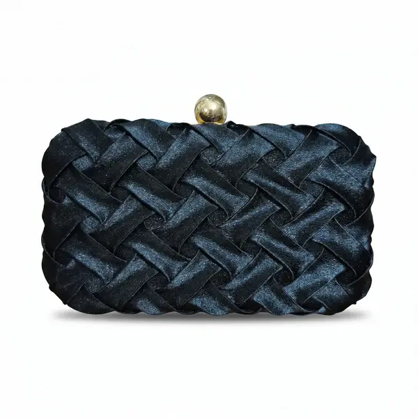 Woven Evening Bag with Gold Ball Clasp VS-61