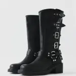 Black Leather biker boots