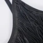 Black Sheer Fringe Corset Panty Set