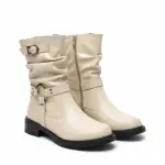Ruched Boot with Metal Strap B-64