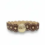 Wide Embellished Belt with Statement Round Buckle BT-12