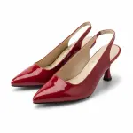 Shiny Step Slingback Heels C-103