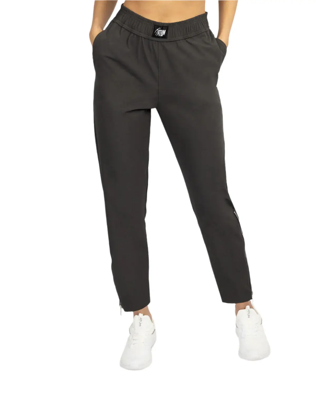 Slit Zipper Gray Women's Pants