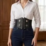 Women's Lace-up Elastic Wide Waist Belt T-45