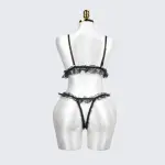 Plus Size Bow Accent Black Bra Panty Set
