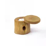 Natural Wooden Candle with Lid – Handmade Rustic Wooden Candle Holder