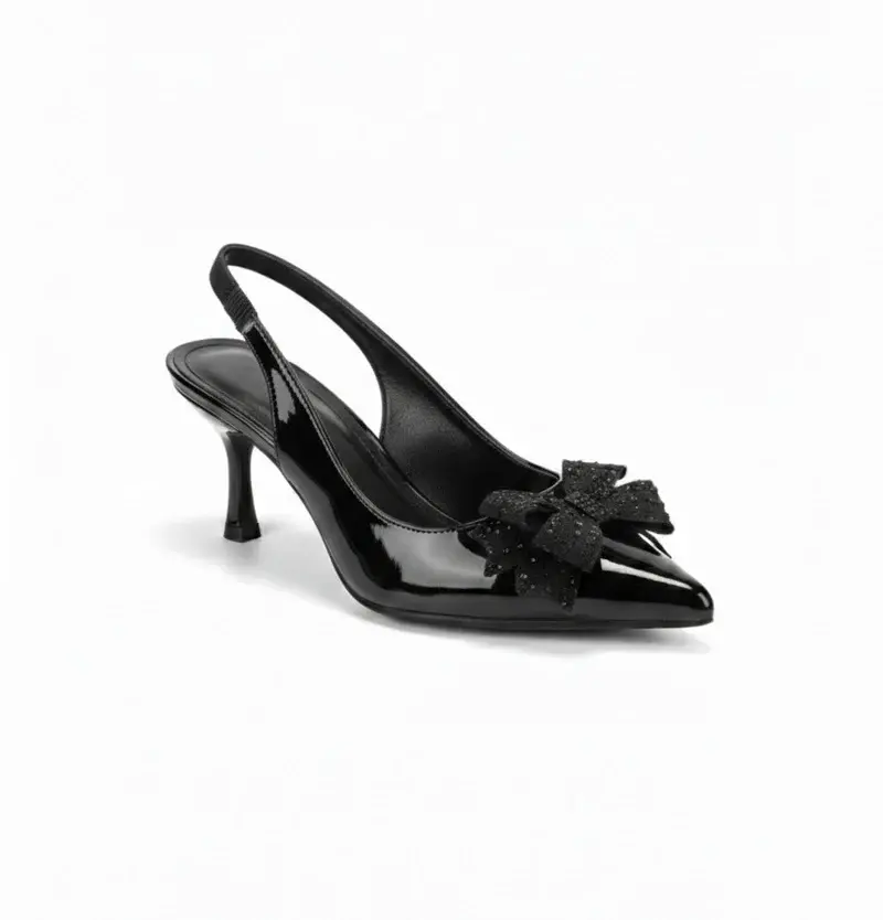Elegant Heels Adorned with a Sparkling Bow C-77