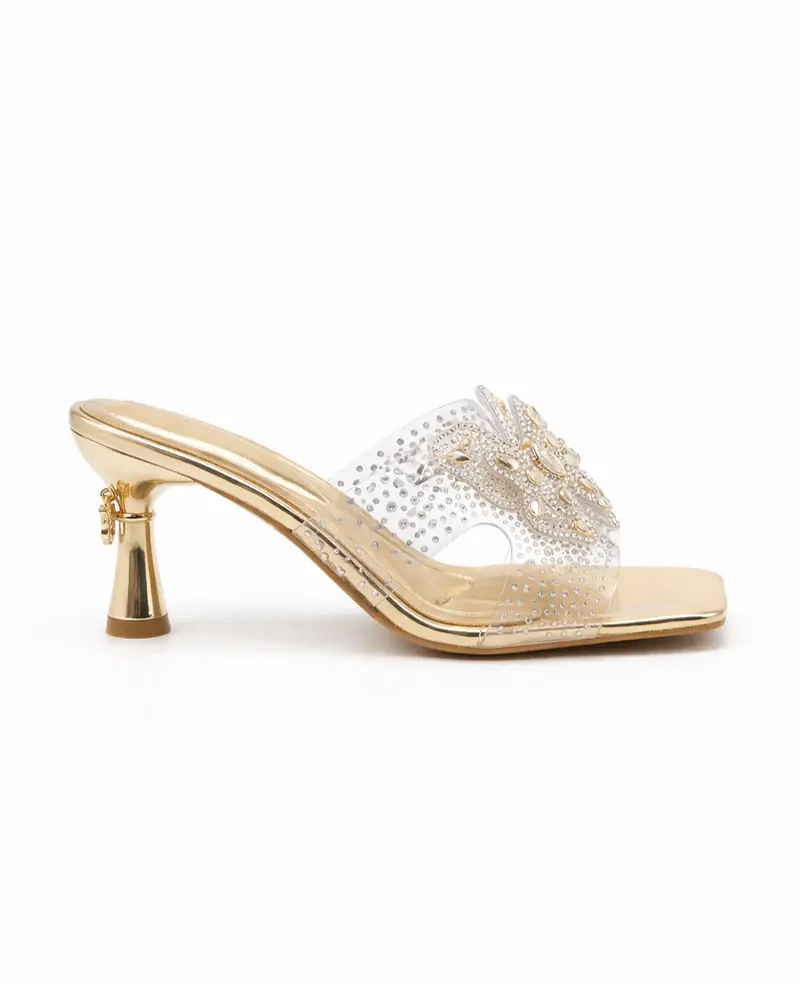 Elegant Clear Heels with Sparkling Butterfly Detail S-8