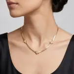Flat Chain Necklace with Pavé Star Charms N-91