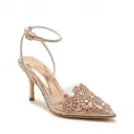 Elegant Front Detail Heels with Sparkling Ankle Strap C-105