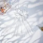 White Lace Satin Bow Lingerie Dress