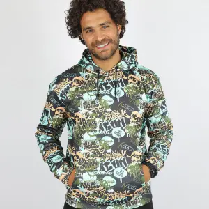Allover Printed Black Hoodie