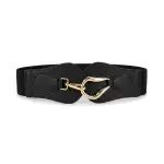 Women's Elastic Wide Waist Belt with Curved Gold Buckle T-54