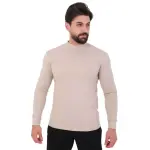 Half Collar Men’s T-Shirt Beige