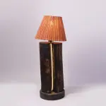 Handmade Wood Base with Colorful Yarn Design – Rustic Boho Lighting