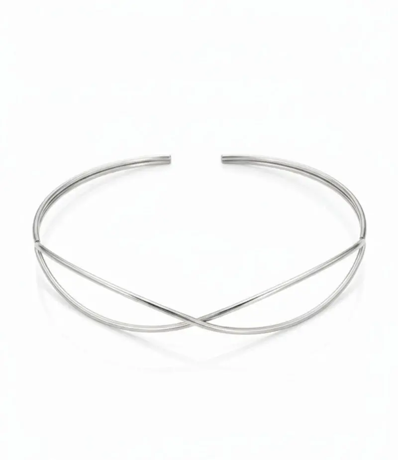 Intertwined Metal Collar Necklace N-70