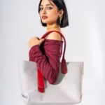 Tote Bag with Contrast Handle - MARRON