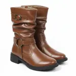 Ruched Boot with Metal Strap B-64