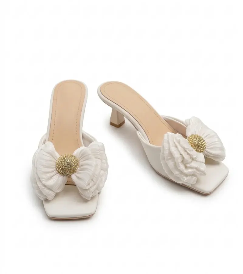 Elegant Bow Heeled Slippers S-7