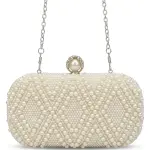 Pearl-Embellished Evening Bag with Geometric Diamond Pattern VS-70