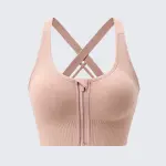 High Impact Front Zipper Sports Bra Shockproof Criss Cross Back Activewear