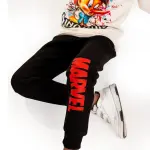 Black melton pant with Marvel print