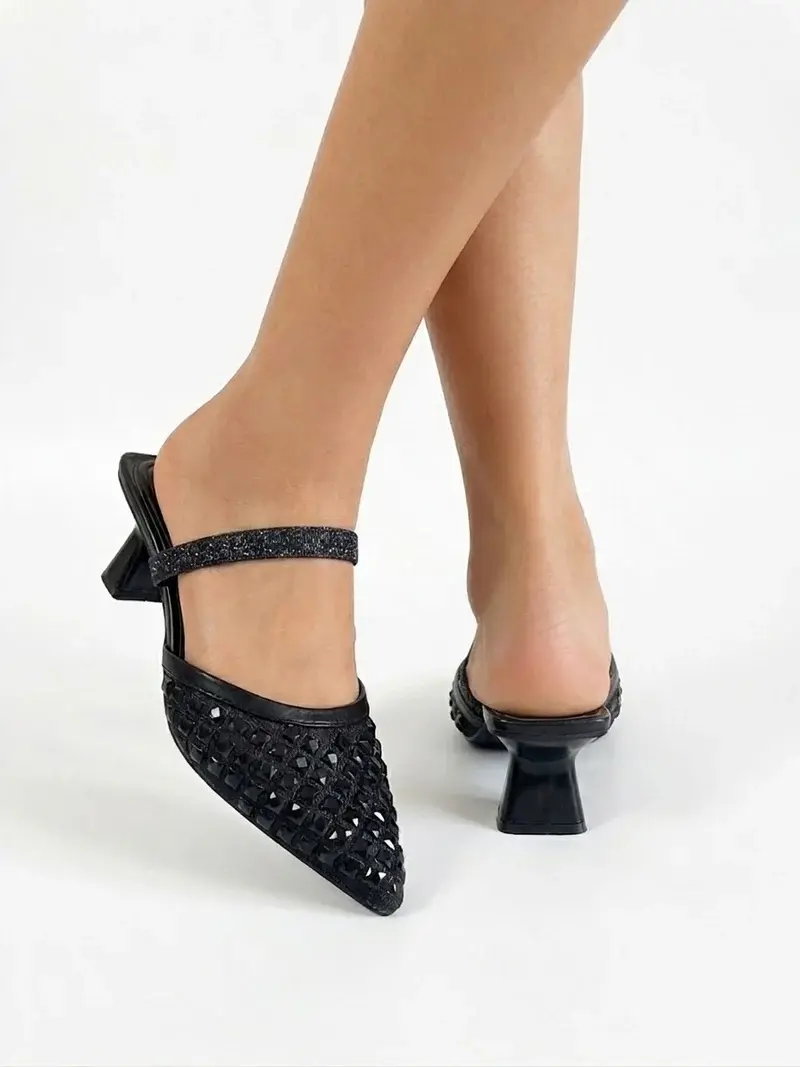 Elegant Embellished Mesh Heels C-83