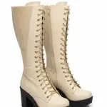 Long Neck Lace-Up Leather Boot B-66