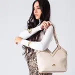 V-Cut Shoulder Bag-beige