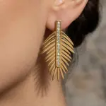 Golden "Feather" Stud Earrings EA-218